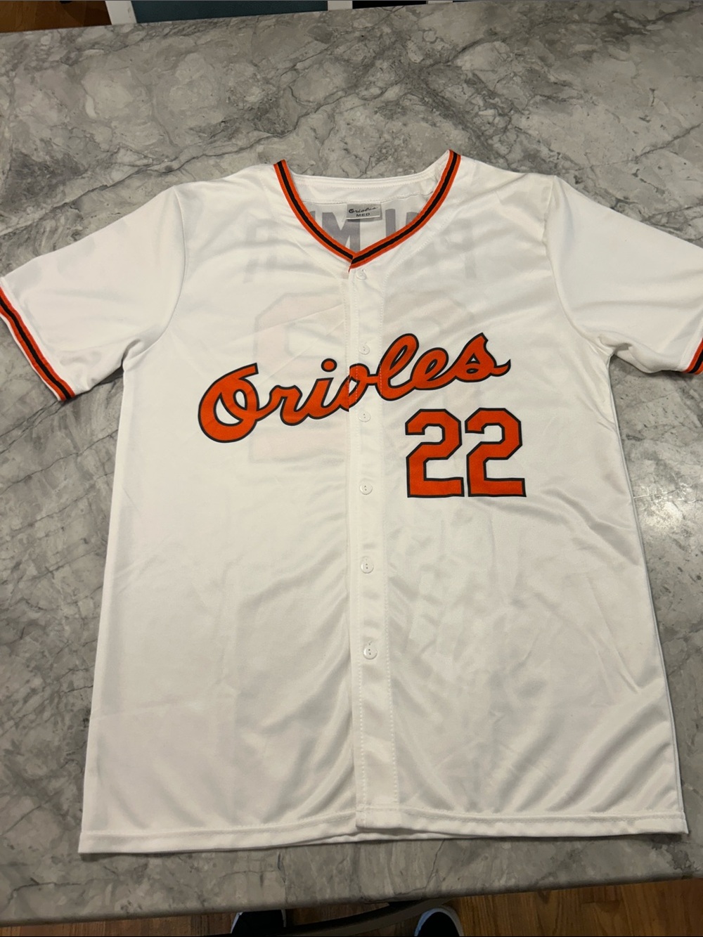 Palmer #22 Orioles Baseball Jersey Top with button closures and Orange Trim sz M